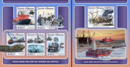 Guinea Bissau 2017, Military Base Of Russia, Reindeer, Icebreaker, Helicopter, 5val In BF +BF - Programmi Di Ricerca