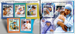 Guinea Bissau 2017, Mother Teresa, J. Paul II, 5val In BF+BF - Mère Teresa