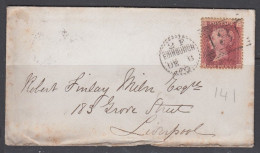 GB 1858 1d Red Plate 141 Edinburgh Dotted Circle On Cover                / PR05 - Brieven En Documenten