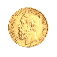 Allemagne-Duché De Bade-10 Marks - Frédérich Ier - 1876 Karlsruhe - 5, 10 & 20 Mark Goud