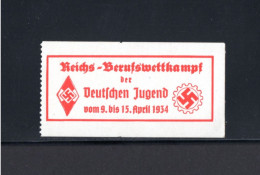 104-GERMAN EMPIRE-Third Reich.MILITARY NAZI PROPAGANDA Vignette HITLER JUGEnd.HJ.1934.WWII.DEUTSCHES REICH.MNH** - 1939-45