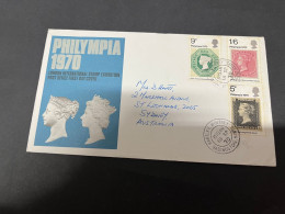 16-9-2023 (1 U 18) Great Britain FDC Cover (1970) Posted To Australia - Philympia - 1952-1971 Pre-Decimal Issues