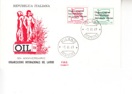 ITALIA 1969 - Sassone 1112/3 - Annullo Speciale  Milano - OIL - IAO