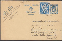 Belgique 1946- Entier Postal Sur CP D' Obai Buzet à Destination Bruxelles. "Emission Lion "V" De Londres. (EB) DC-11931 - 1929-1937 Heraldischer Löwe