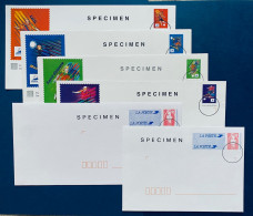 6 Entiers Enveloppes Pret à Poster " SPECIMEN " Marianne De BRIAT TTVP Rouge + 4 Coupe Du Monde De FOOTBALL TTB - 1989-1996 Marianna Del Bicentenario