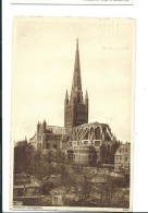 Norfolk Norwich  Postcard  Cathedral. Slogan Postmark Long Live The Queen - Norwich