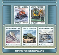 Guinea Bissau 2017, Special Transports, Plane, Truck, Helicopter, 5val In BF - Trucks