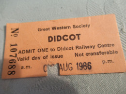 British Railways/ Great Western Society/ DIDCOT/ Aout 1986      TCK248 - Zonder Classificatie