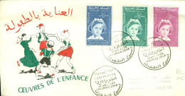 MAROC / ENVELOPPE FDC OEUVRES DE L'ENFANCE SERIE N° 393 à 395 - Marruecos (1956-...)