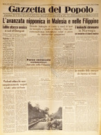 Gazzetta Del Popolo N. 309 - 1941 L'avanzata Nipponica In Malesia E Filippine - Altri & Non Classificati