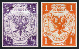 1859 Allemagne Luebeck 1/2-1s. Neuf ** Av. Gomme Mi.1-2 Magnifique Reproductions - Lübeck