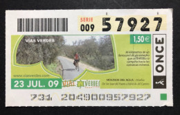 SUB 115 AM, 1 Lottery Ticket, Spain, "ONCE", « NATURE », «VIAS VERDES», «ECO TOURISM»,« Molinos Del Água, Huelva » 2009 - Billets De Loterie