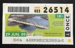 SUB 115 AM, 1 Lottery Ticket, Spain, "ONCE", «NATURE», «VIAS VERDES»,«ECO TOURISM»,« Sierra De La Demanda, Burgos » 2009 - Billets De Loterie