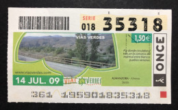 SUB 115 AM, 1 Lottery Ticket, Spain, "ONCE", «NATURE», «VIAS VERDES»,«ECO TOURISM»,« ALMANZORA, Almería » 2009 - Billets De Loterie