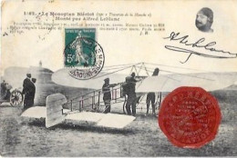 Monoplan Blériot Piloté Par Alfred Leblanc Avec Cachet De Cire - 1914-1918: 1ère Guerre