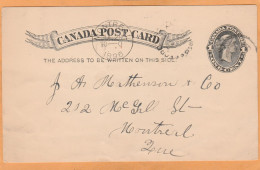 Canada Old Card Mailed - 1860-1899 Reign Of Victoria