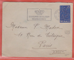 MONACO LETTRE DE 1955 POUR PARIS FRANCE - Postmarks