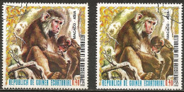 Equatorial Guinea 1976 -  Mi 940 - YT 90-C ( Monkeys : Macaques ) Two Shades Of Color - Scimmie