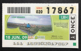 SUB 115 AM, 1 Lottery Ticket, Spain, "ONCE", «NATURE», «VIAS VERDES»,«ECO TOURISM»,« PRÉJANO, La Rioja » 2009 - Billets De Loterie