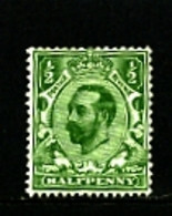 GREAT BRITAIN - 1911  KGV  DOWNEY  1/2d  GREEN  DIE A  WMK IMPERIAL CROWN  MINT   SG 322 - Unused Stamps