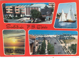 CARTOLINA  P.S.ELPIDIO,FERMO,MARCHE-SALUTI-MARE,VACANZA,SOLE,ESTATE,BARCHE A VELA,BELLA ITALIA,VIAGGIATA 1968 - Fermo