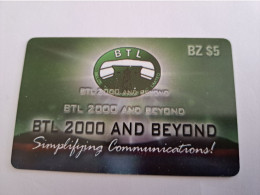 BELIZE Prepaid Card  $ 5 ,-/ BTL 2000 AND BEYOND   / PREPAID CELLULAIR SERVICE  BTL  /  Used Card  **15352** - Belice