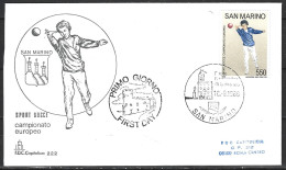 SAINT MARIN. N°1142 Sur Enveloppe 1er Jour (FDC) De 1986. Pétanque. - Boule/Pétanque