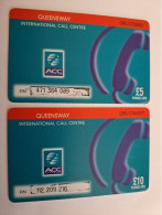 GREAT BRITAIN / 5 + 10  POUND/ 2X  PREPAIDS CARDS/ QUEENSWAY INT CALL CENTRE /  FINE USED    **15364** - Verzamelingen