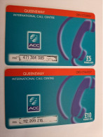 GREAT BRITAIN / 5 + 10  POUND/ 2X  PREPAIDS CARDS/ QUEENSWAY INT CALL CENTRE /  FINE USED    **15364** - [10] Colecciones