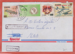 ZAIRE SURCHARGE RENVERSEE SUR LETTRE DE 1985 DE YANONGE - Lettres & Documents