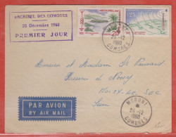 COMORES LETTRE FDC DE 1960 DE MORONI - Storia Postale