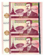 Iraq Banknotes - 10000 Dinars - Uncut Sheet  - 3 Pies  - ND 2002 - Irak