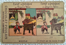 6 CPA Publicité Par Benjamin Rabier Pour Chocolat POULAIN Carte Stéréo à Colorier Animaux Personnage Chasseur... - Rabier, B.