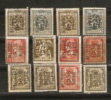 Belgique 1930/38 - Petit Lot De 12 Préoblitérés - Emissions Générales - Lion Héraldique - Petit Sceau - Céres - Mercure - Sonstige & Ohne Zuordnung