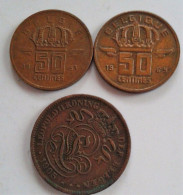 BELGIQUE 50 CENTS 1969 6 BELGIE 50 CENTS 1953  BELGEN  2 CENTS  1905 Voir Détail Photos  (B06 21) - 2 Centimes