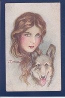 CPA BUSI Art Déco Illustrateur Italien Non Circulé Femme Women 170-3 Chien Berger Allemand - Busi, Adolfo