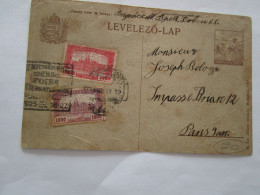 Hongrie Vieux Entier Postal + 2 Timbres Pour Paris - Storia Postale