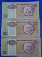 ANGOLA, P 126, 100 Kwanzas, 1991 , UNC , 3 Notes - Angola