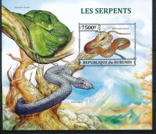 Gulf Crayfish Snake, Reptile, Non Poisonous, BURUNDI 2013 MNH Imperf MS - Serpents