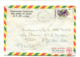 République Togolaise -  Affranchissement Sur Lettre Par Avion - En Tête Mines Du Benin / Fleurs - Togo (1960-...)