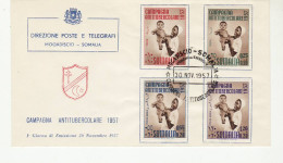 AG2519 FDC DIREZIONE POSTE TELEGRAFI MOGADISCIO SOMALIA - CAMPAGNA ANTITUBERCOLARE 1957 - Somalië (AFIS)