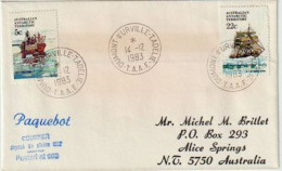 Australian Antarctic Expedition. "Posted At Sea" Port Of Call Of Dumont D'Urville.Terre Adélie 1983, Letter To Australia - Covers & Documents