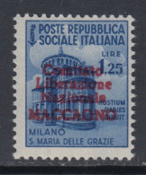 ITALIA - C.L.N. MACCAGNO  N.6  Firmato RAYBAUDI Cat. 375 Euro MNH**  Gomma Integra - Comitato Di Liberazione Nazionale (CLN)