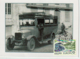ANDORRA. Autobus Postal 1912, Service Des Postes Espagnoles Entre Seu D'Urgell & Andorre. Carte-maximum.AND.ESP - Maximum Cards