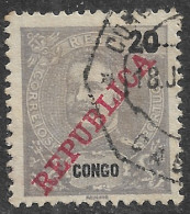 Portuguese Congo – 1911 King Carlos Overprinted REPUBLICA 20 Réis Used Stamp - Congo Portugais