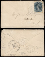 1864 VERY RARE - NOVA SCOTIA COVER 5C ON WHITE PAPER CANCELLED BY UNRECORDED MUTE 64 POINT CANCEL - Cartas & Documentos