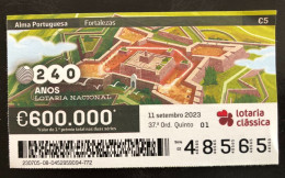 114 F, PORTUGAL, « Lottery Ticket », «Alma Portuguesa - FORTALEZAS»,« Portuguese Soul - FORTRESSES », Architecture, 2023 - Billets De Loterie