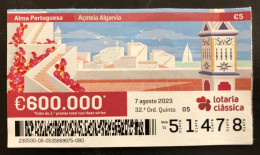 114 F, 1 X Lottery Ticket, Portugal, « Alma Portuguesa », «Portuguese Soul» « AÇOTEIA ALGARVIA », « ARCHITECTURE », 2023 - Billets De Loterie