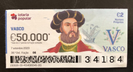114 F, 1 X Lottery Ticket, Portugal, « NOMES Próprios: VASCO», « First NAMES: VASCO », « NOMS: VASCO »,  2023 - Billets De Loterie