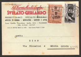 CARTOLINA COMMERCIALE - PALERMO - 1965 LA FARMO MEDICINALE DI SVELATO GERLANDO (INT578) - Mercaderes
